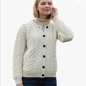 Fisherman Cable Merino Wool Cardigan Button Down xs